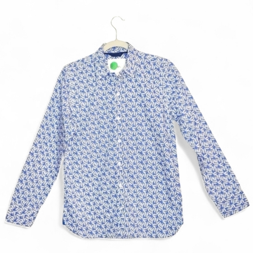 Boden button up, long sleeve shirt. Royal blue/white. Youth 13-14.